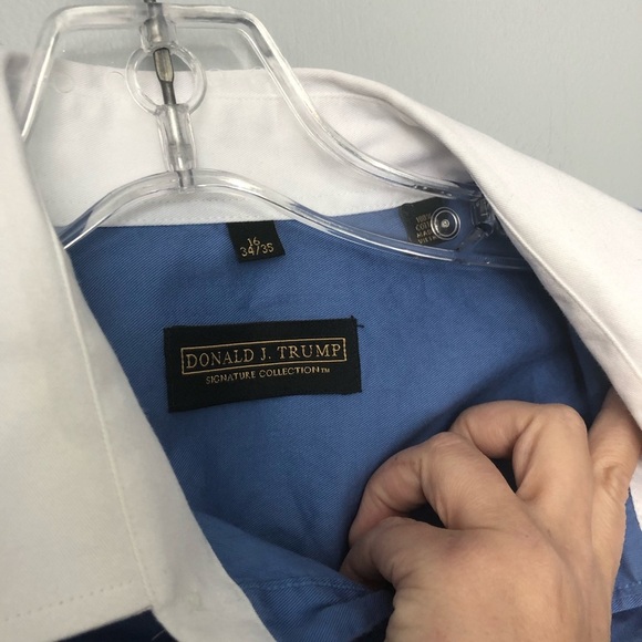 Donald Trump signature luxury french cuff blue Dress shirt 16 - Picture 4 of 8